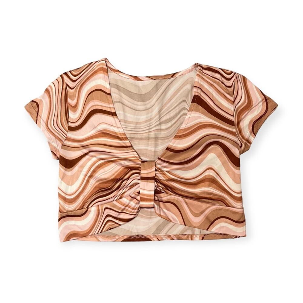 No Boundaries Y2K Marble Swirl Crop Top Groovy 90s Festival Rave‎ Top Size Small